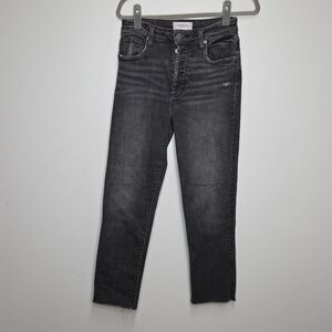 EVEREVE Ever Straight High Rise Ankle Jeans Sz 27 Stone Wash Black Button-Fly